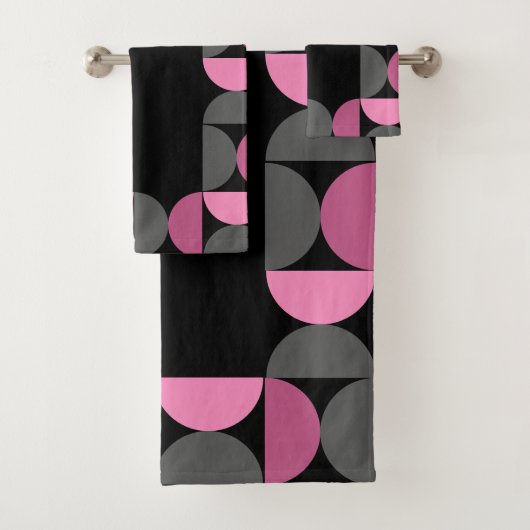 Mid-Century Moderne roze, zwart en grijs Bad Handdoek (Insitu)