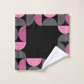 Mid-Century Moderne roze, zwart en grijs Bad Handdoek (Wasdoekje)