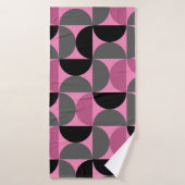 Mid-Century Moderne roze, zwart en grijs Badhanddoek (Badhanddoek)