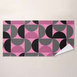 Mid-Century Moderne roze, zwart en grijs Badhanddoek