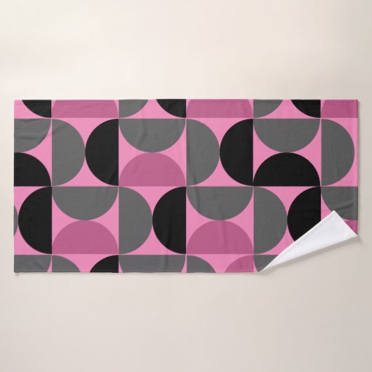 Mid-Century Moderne roze, zwart en grijs Badhanddoek (Badhanddoek)