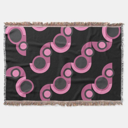 Mid-Century Moderne roze, zwart en grijs Deken (Voorkant)