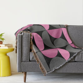 Mid-Century Moderne roze, zwart en grijs Deken