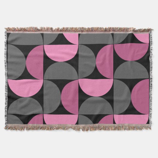 Mid-Century Moderne roze, zwart en grijs Deken (Voorkant)