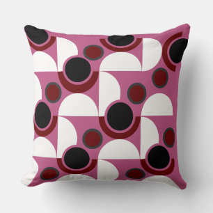 Mid-Century Moderne roze, zwart en grijs Kussen