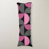 Mid-Century Moderne roze, zwart en grijs Lichaamskussen (Voorkant Verticaal)