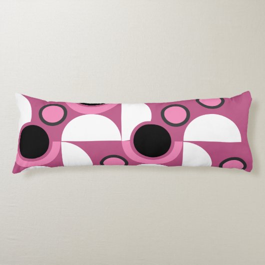 Mid-Century Moderne roze, zwart en grijs Lichaamskussen (Voorkant)
