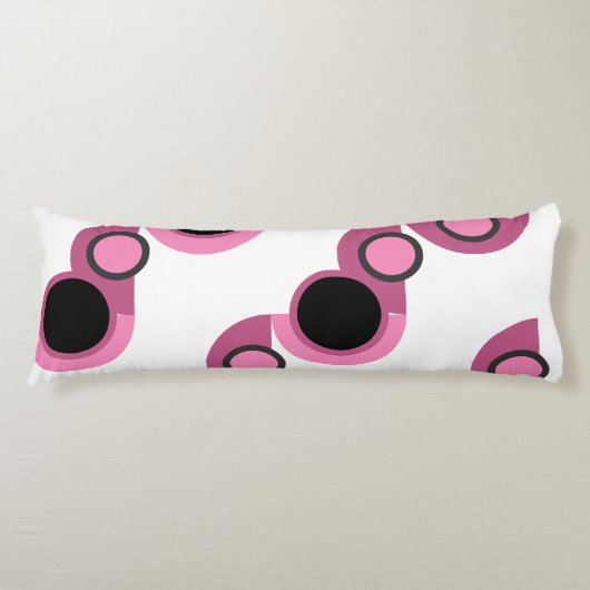 Mid-Century Moderne roze, zwart en grijs Lichaamskussen (Voorkant)