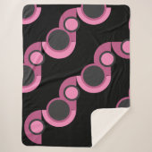 Mid-Century Moderne roze, zwart en grijs Sherpa Deken (Voorkant)