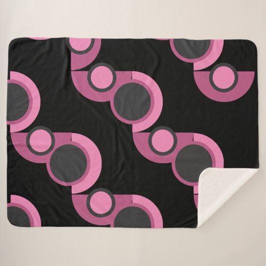 Mid-Century Moderne roze, zwart en grijs Sherpa Deken (Voorkant (horizontaal))