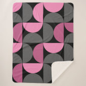 Mid-Century Moderne roze, zwart en grijs Sherpa Deken (Voorkant)