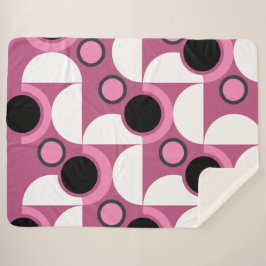 Mid-Century Moderne roze, zwart en grijs Sherpa Deken