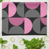 Mid-Century Moderne roze, zwart en grijs Theedoek (Gevouwen)
