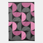 Mid-Century Moderne roze, zwart en grijs Theedoek (Verticaal)