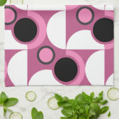 Mid-Century Moderne roze, zwart en grijs Theedoek (Gevouwen)