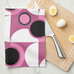 Mid-Century Moderne roze, zwart en grijs Theedoek