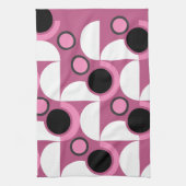 Mid-Century Moderne roze, zwart en grijs Theedoek (Verticaal)