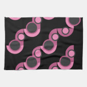 Mid-Century Moderne roze, zwart en grijs Theedoek (Horizontaal)