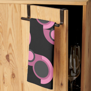 Mid-Century Moderne roze, zwart en grijs Theedoek