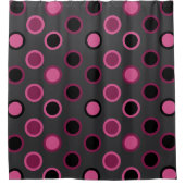 Mid-Century Moderne roze, zwarte en grijze stippen Douchegordijn (Voorkant)