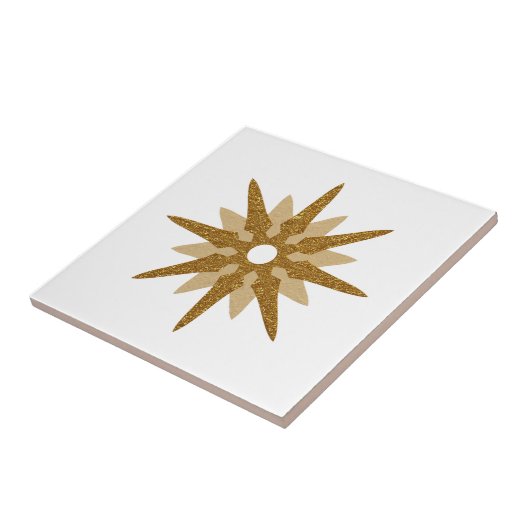 Mid-Century Moderne Single Gold Star Design-kerami Tegeltje (Zijkant)