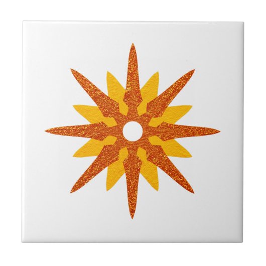 Mid-Century Moderne Single Red-Oranje Star Tegeltje (Voorkant)