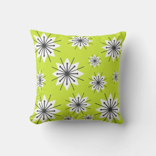 Mid Century Moderne Sneeuwvlokken Chartreuse Kussen