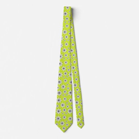 Mid Century Moderne Sneeuwvlokken Chartreuse Stropdas (Voorkant)