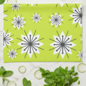 Mid Century Moderne Sneeuwvlokken Chartreuse Theedoek (Gevouwen)