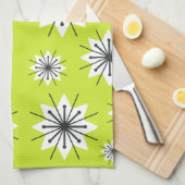 Mid Century Moderne Sneeuwvlokken Chartreuse Theedoek (Quarter Fold)