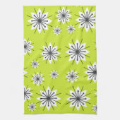 Mid Century Moderne Sneeuwvlokken Chartreuse Theedoek (Verticaal)