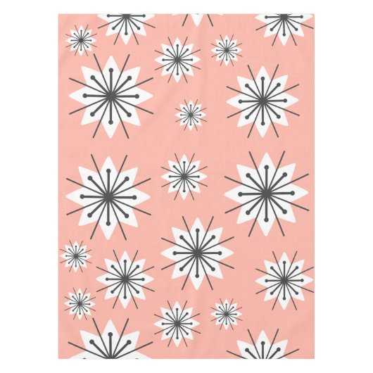 Mid Century Moderne Sneeuwvlokken Perzik Tafelkleed (Voorkant)