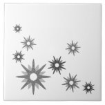 Mid-Century Moderne Starbursts | Silver Ceramic Ti Tegeltje<br><div class="desc">Het moderne, geïnspireerde ontwerp uit de midden-eeuw met retro starbursts in tinten zilvergrijs op een witte achtergrond. Eenvoudig, schoon modern design.</div>