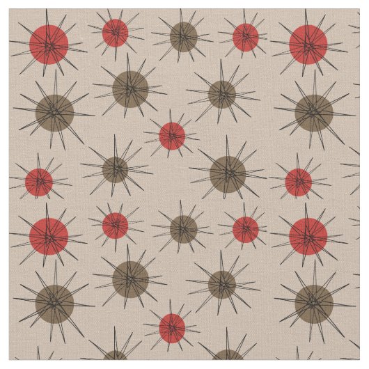 Mid-Century Moderne Starbursts Stof (Close Up)