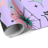 Mid Century Moderne sterren en katten Patroon Lave Cadeaupapier (Rol Hoek)