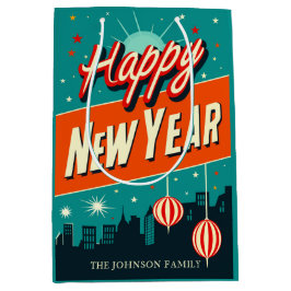 Mid Century Moderne Stijl Gelukkig Nieuwjaar Medium Cadeauzakje