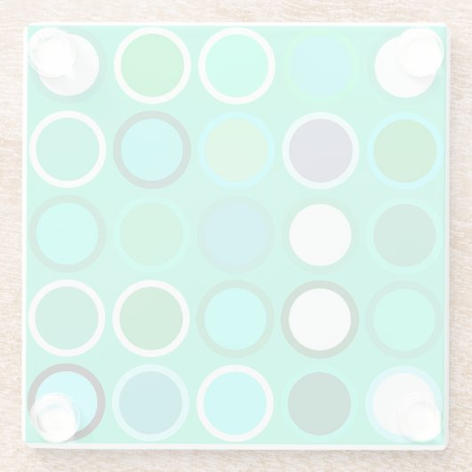 Mid-Century Moderne Stippen - schaduwen van aqua Glazen Onderzetter (Achterkant)