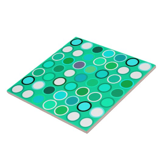 Mid-Century Moderne Stippen - schaduwen van aqua Tegeltje (Zijkant)