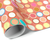 Mid-Century Moderne Stippen - terracotta met meerd Cadeaupapier (Rol Hoek)