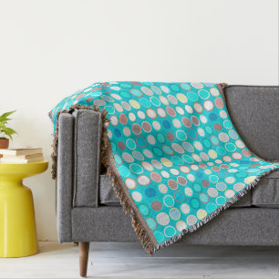 Mid-Century Moderne Stippen - turkooizen met meerd Deken