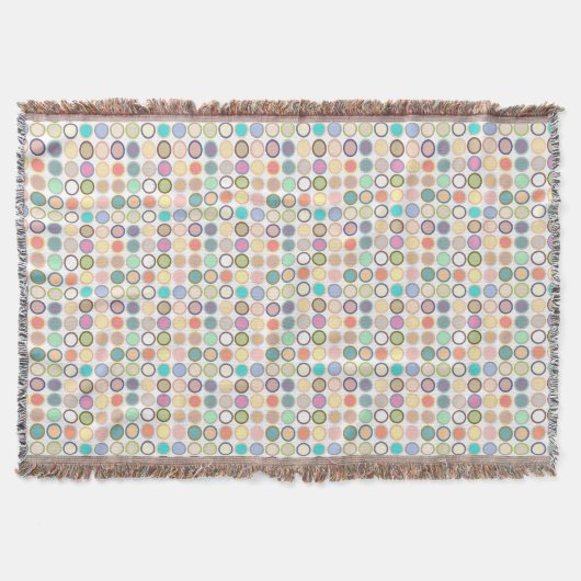 Mid-Century Moderne Stippen - wit met pastels Deken (Voorkant)