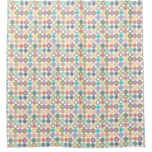 Mid-Century Moderne Stippen - wit met pastels Douchegordijn