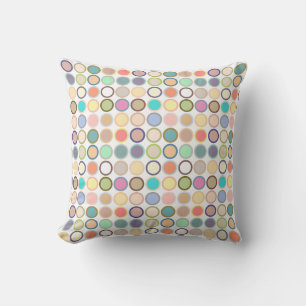 Mid-Century Moderne Stippen - wit met pastels Kussen