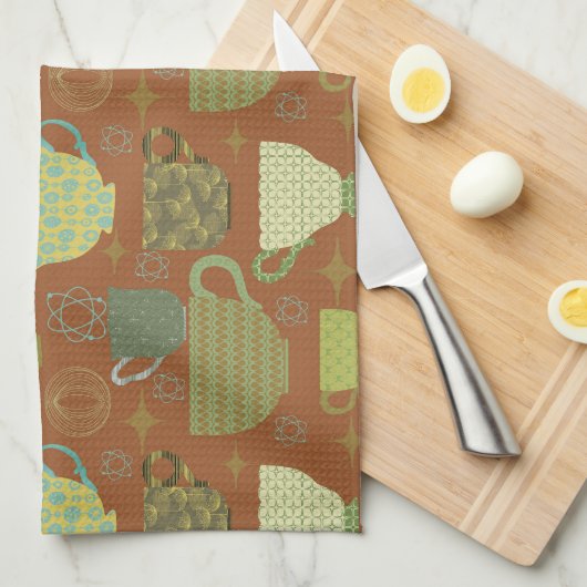 Mid Century Moderne Terracotta theekop Theedoek (Quarter Fold)