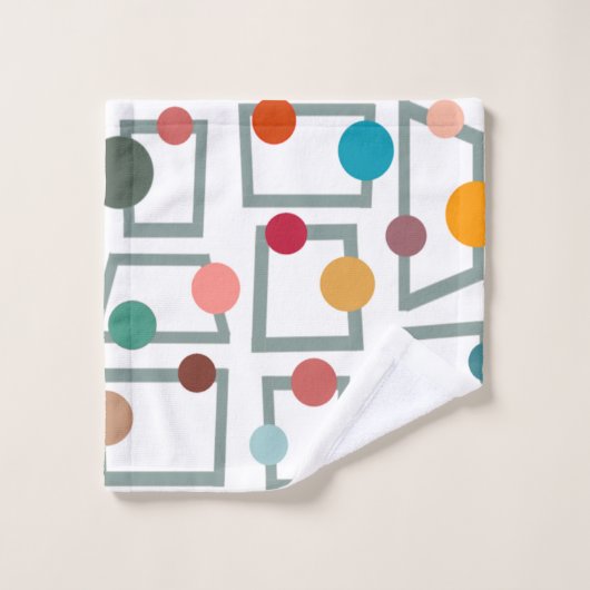 Mid-Century Moderne Trapezoïden en cirkels Bad Handdoek (Wasdoekje)