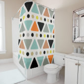 Mid Century Moderne Triangles Stippen Douchegordijn (In situ)
