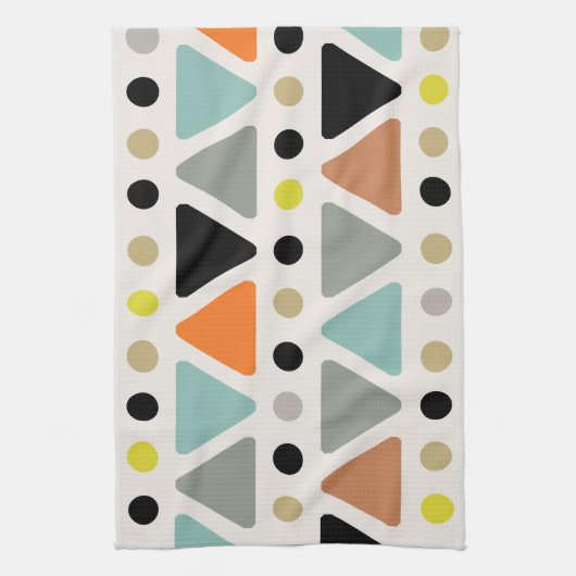 Mid Century Moderne Triangles Stippen Theedoek (Verticaal)