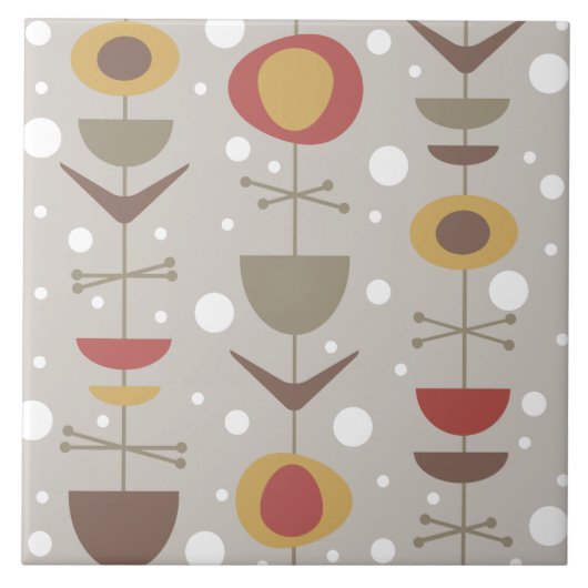 Mid Century Moderne Tuin Meerkleurig Tegeltje (Voorkant)