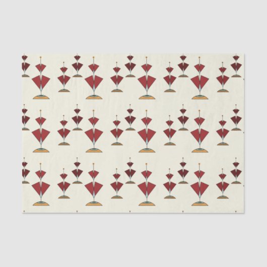 Mid-Century Moderne Valentijnse  Geometrische Rode Tissuepapier (Voorkant)