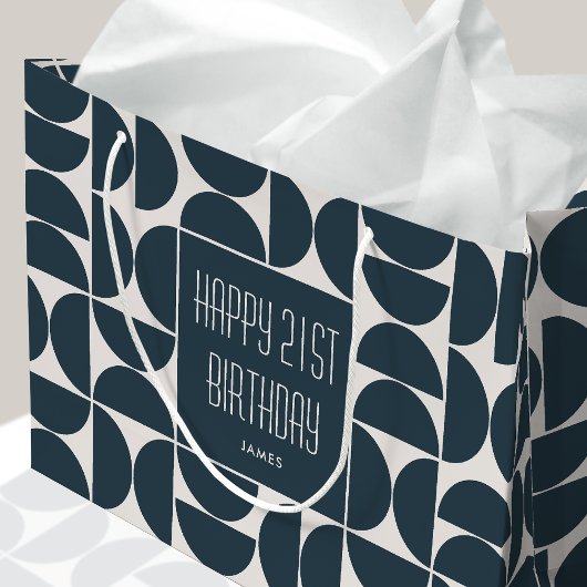 Mid-Century Moderne Verjaardag Retro 21e Blauw Zwa Groot Cadeauzakje